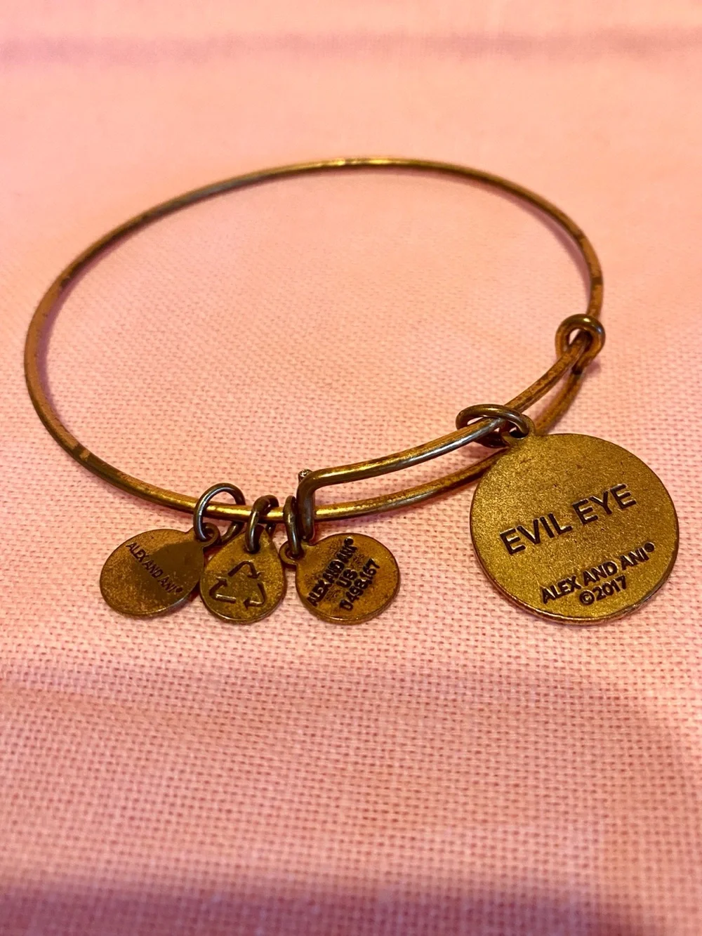 Alex and Ani Hamsa Charm Bangle Bracelet Blue Crystal Evileye Gold Bling Sparkle
